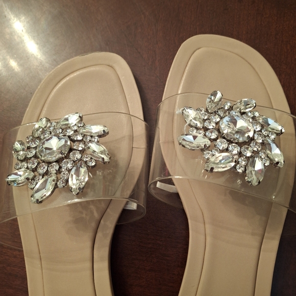 Zara Embellished Flat Vinyl Slip-On Fashion Sandals Women Size 7.5 - Picture 8 of 14